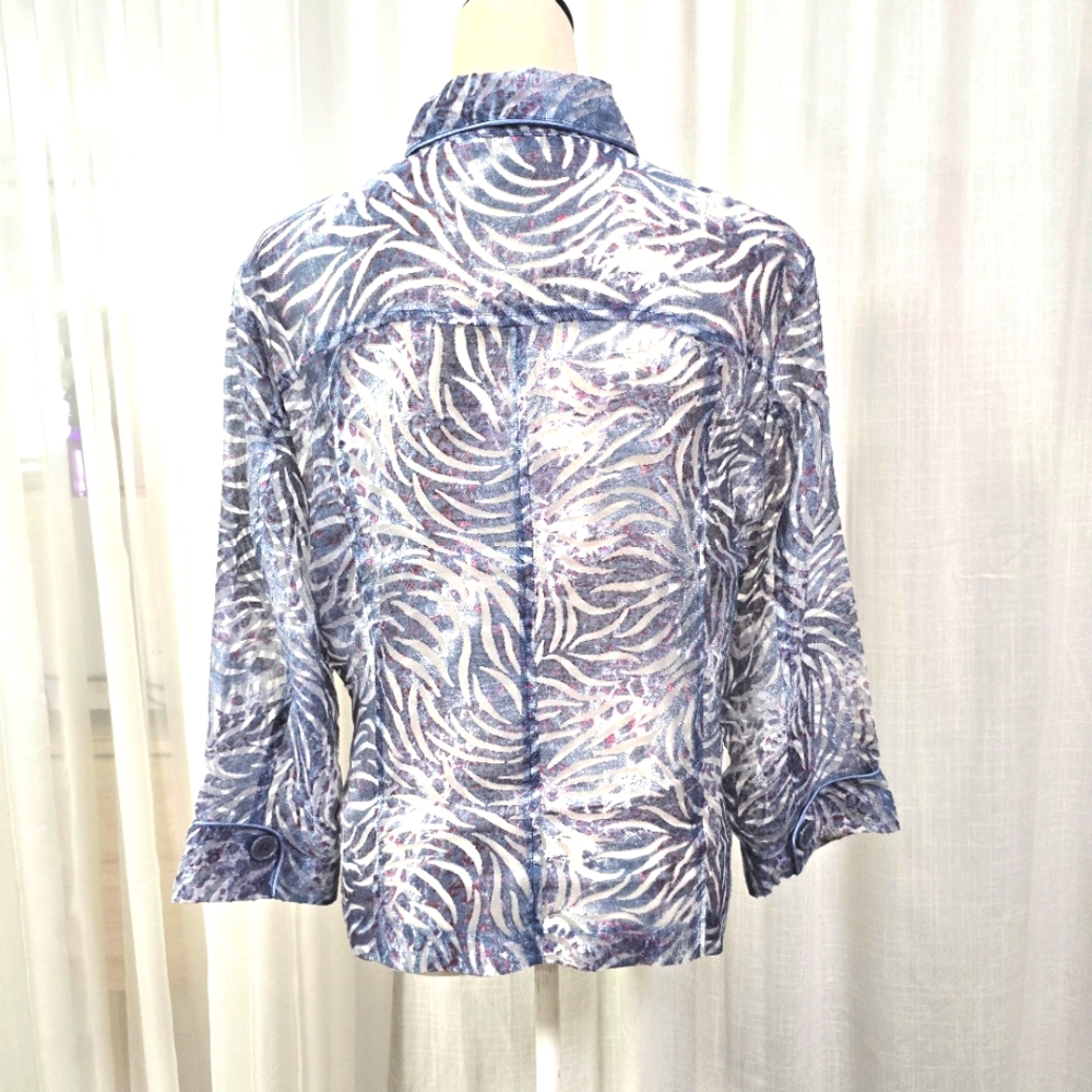 2/$30 Erin London Lightweight Womens Button Down Shirt Size XL Summer Blazer - Picture 8 of 16